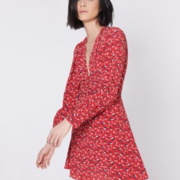 Veronica Bears Floral Red Long Sleeve Marion Dress. Size 4 - Picture 1 of 16